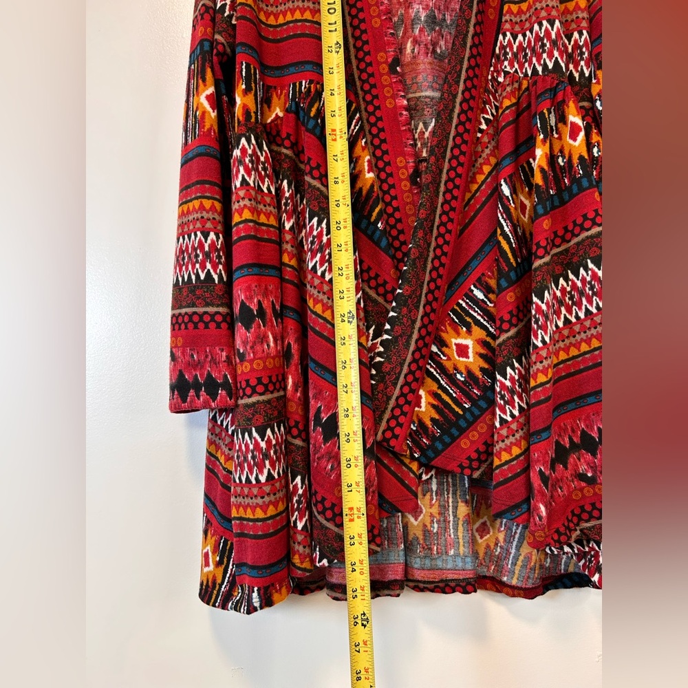Pretty Young Thing Aztec Patterned Open Front Drape Cardigan Women's Size Large - Picture 3 of 8